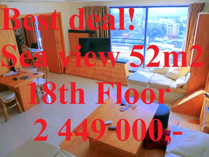 18th Floor Sea View Firesale Pattaya Hill Resort 52m2 Finance - 