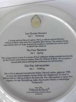 Ceramic Collectable Four Seasons Plate