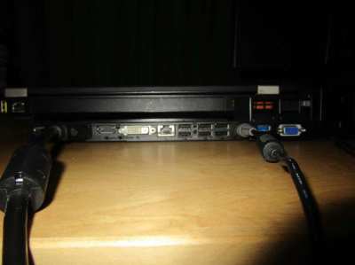 Lenovo T430 with dock, monitor, USB keyboard, external drive.