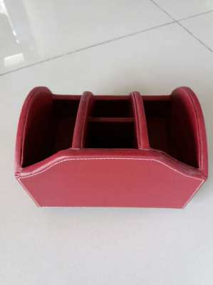 Red Italian Leather Desk Organizer 