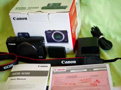 Canon EOS M100 Mirrorless (Wi-Fi, NFC, BT) Camera Black Body in Box