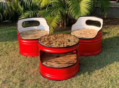 oil drum furniture set 1 / brand new