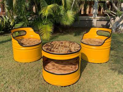 oil drum furniture set 1 / brand new