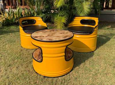 oil drum furniture set 1 / brand new