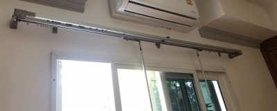  Curtain rails 2,20 m long double alumin curtain rail with rol.hooks