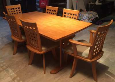 Elega Dinner Table with 6 swivel chairs