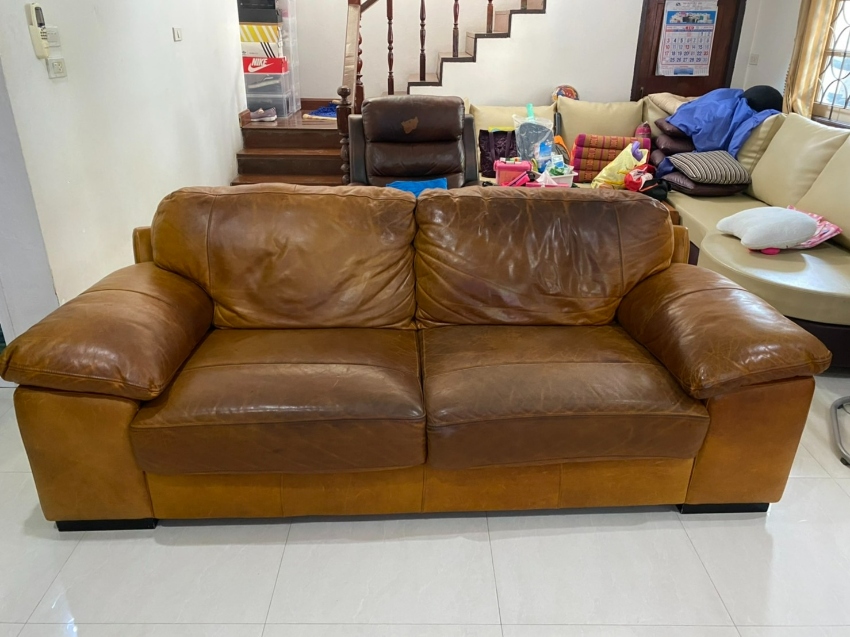 โซฟาหนังแท้หรู ราคาถูก สีน้ำตาลเกรดส่งออกสภาพดี | Household Furniture |  Bang Khae | Bahtsold.Com | Baht&Sold