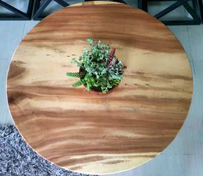 NEW INDUSTRIAL IRON AND ACACIA HARDWOOD COFFEE TABLE