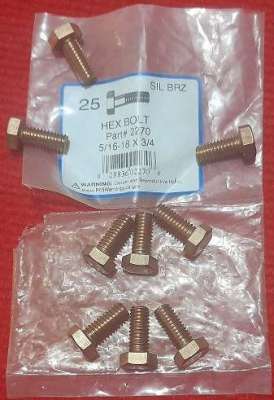 9 pcs of Marine Bronce Hexbolts size 5/16 - 18 x 3/4