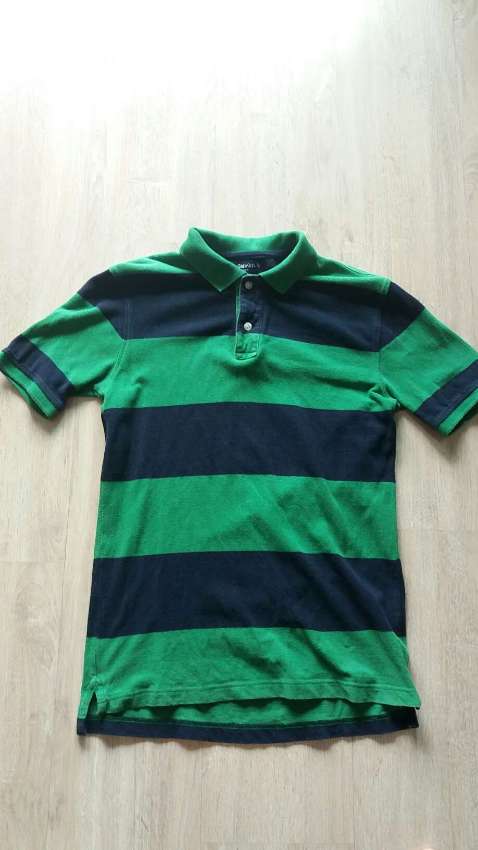 GAP POLO SHIRT-DARK GREEN STRIPED POLO-MEN OR WOMEN