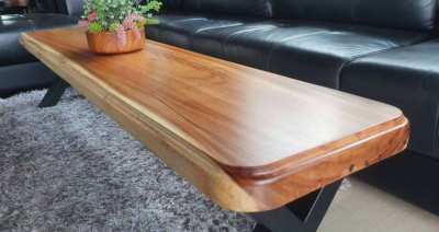 NEW ACACIA 2M COFFEE TABLE SOLID  ACACIA ROUNDED EDGES 