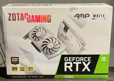 NEW ZOTAC GAMING GeForce RTX 3060 AMP White Edition 12GB GDDR6 Graph