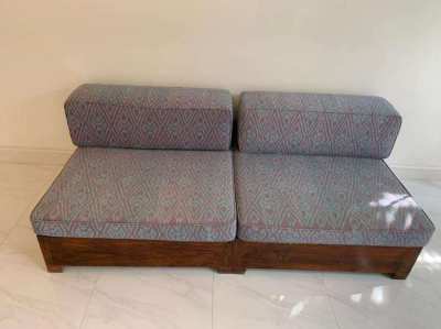 Antique Burmese Teak Bed used as Lounge Chair/Sofa