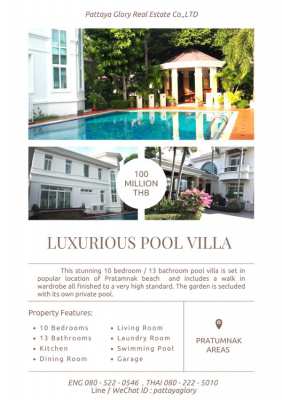 Stunning Pool Villa For Sale 100 M THB ! 