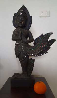 Wooden statue of the Thai Kinnari goddess 56 cm