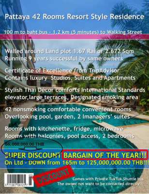 Pattaya 42 Rooms Resort Bargain Sale