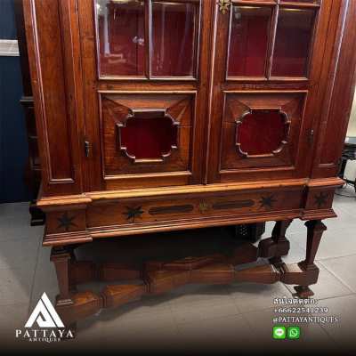 Antique Dutch colonial teak display cabinet