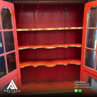 Antique Dutch colonial teak display cabinet