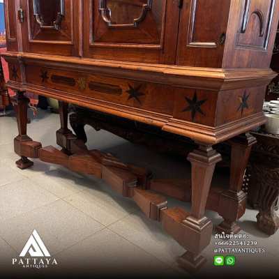 Antique Dutch colonial teak display cabinet