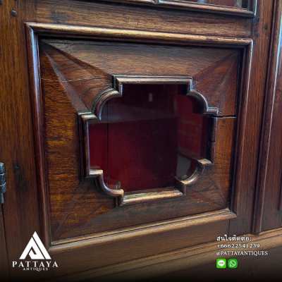 Antique Dutch colonial teak display cabinet