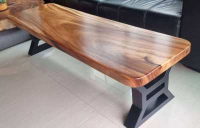 Solid acacia rectangle coffee table rounded corners