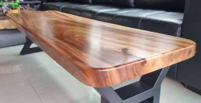 Solid acacia rectangle coffee table rounded corners