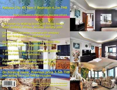 Pattaya City 85 Sqm 1 Bedroom Bargain Priced