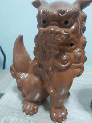 MASSIVE PAIR OF TERRACOTTA  CHINESE FOO/FU DOGS