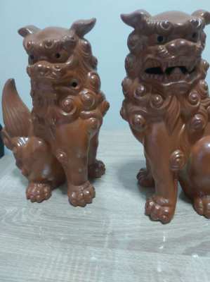 MASSIVE PAIR OF TERRACOTTA  CHINESE FOO/FU DOGS