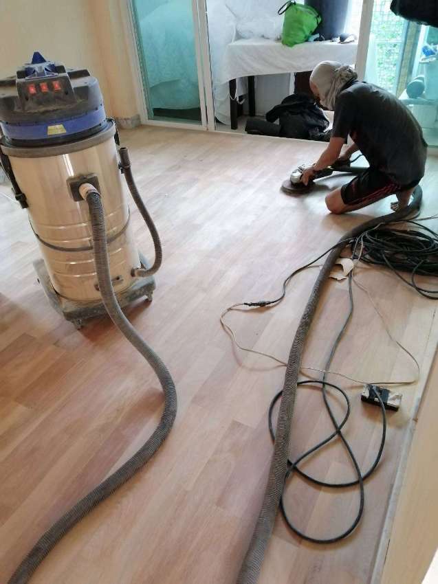 Wooden floor polished