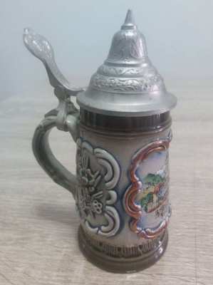 Beautifull handpainted German beer stein mark to base