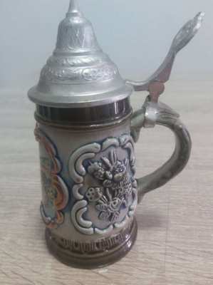 Beautifull handpainted German beer stein mark to base