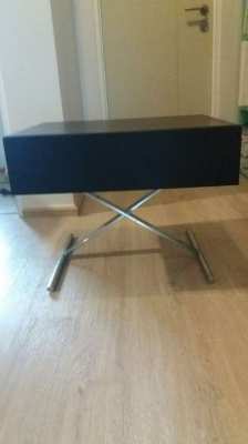 SALE! BLACKWOOD SIDE TABLE W/ STAINLESS CROSS LEGS & SOFT CLOSE DRAWER