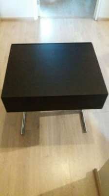 SALE! BLACKWOOD SIDE TABLE W/ STAINLESS CROSS LEGS & SOFT CLOSE DRAWER