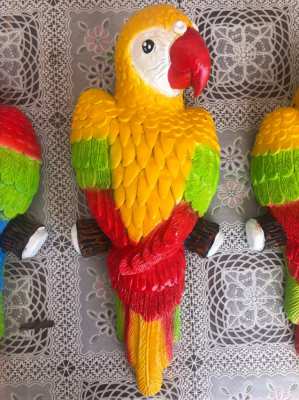 Parrots figures 3 pieces decoration birds garden decoration wall deco