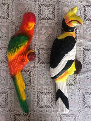 Parrot figures 2 pieces, bird figures  decoratio, 52 x 20 x 15cm,