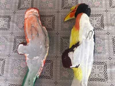 Parrot figures 2 pieces, bird figures  decoratio, 52 x 20 x 15cm,