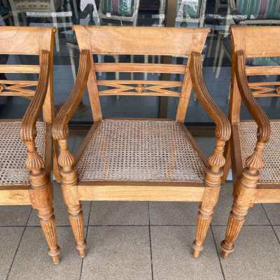 4 early 20th Century Dutch Colonial style teak armchairs