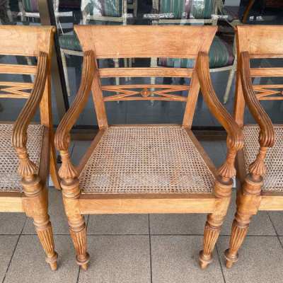 4 early 20th Century Dutch Colonial style teak armchairs