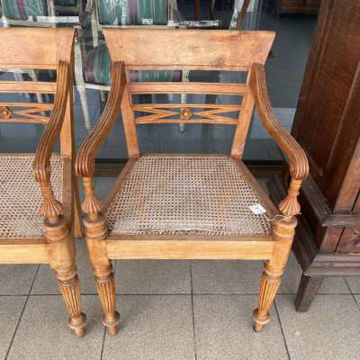 4 early 20th Century Dutch Colonial style teak armchairs