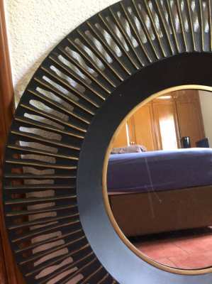 Mirror round, wall mirror with frame, decoration 