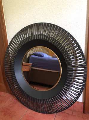 Mirror round, wall mirror with frame, decoration 