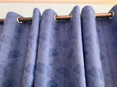 3xCurtains with eyelets,1,64m x1,38m blue, opaque 