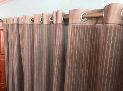 4 Curtains silver,translucent,1,40m x2,20m, with eyelets.REDUCED