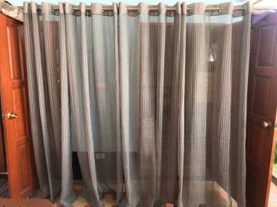 4 Curtains silver,translucent,1,40m x2,20m, with eyelets.REDUCED