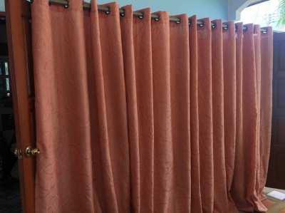 4 Curtains with eyelets, orange1,38mx2,20m,slightly translucen.