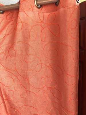 4 Curtains with eyelets, orange1,38mx2,20m,slightly translucen.