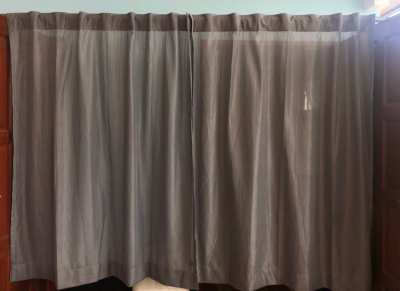 2Curtains with loops in grey,1,38m x 1,60m, translucent,.REDUCED