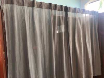 2Curtains with loops in grey,1,38m x 1,60m, translucent,.REDUCED