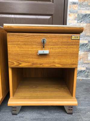 Bedside cabinet 2 pieces, side table with drawer, wood look, lockable